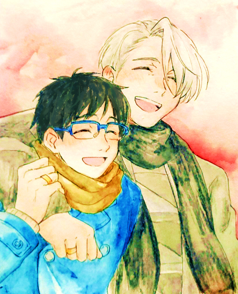 katsuki yuuri and viktor nikiforov (yuri!!! on ice) drawn by takeshi_(mononohu20)