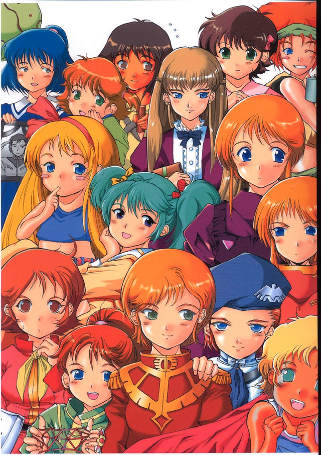 haro, puru two, elpeo puru, mineva lao zabi, relena peacecraft, and 12 more (gundam and 9 more) drawn by tenpou_gensui