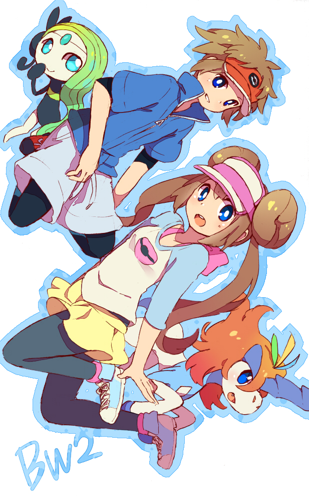 rosa, nate, meloetta, and keldeo (pokemon and 1 more) drawn by ukata
