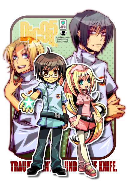 tonegawa anju, tsukimori kousuke, aragaki shuuya, and sakura tougo (chou shittou caduceus) drawn by pael