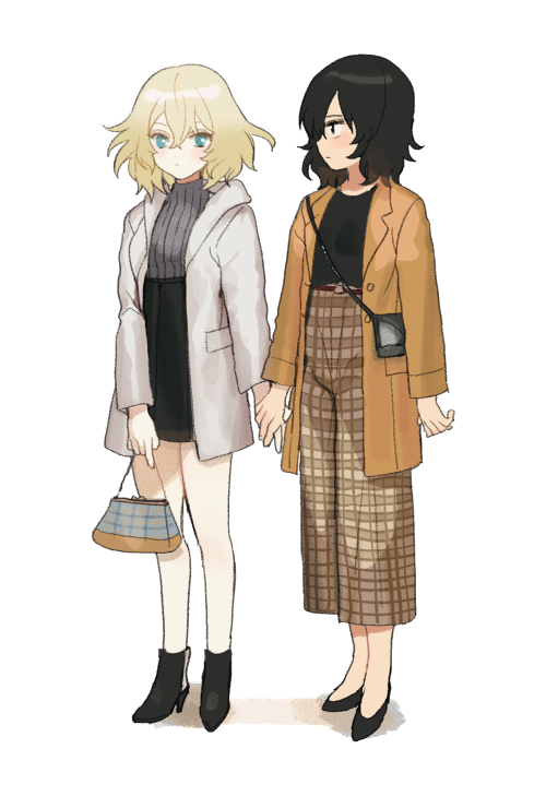 andou and oshida (girls und panzer) drawn by tan_(inka)
