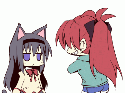 akemi homura and sakura kyoko (mahou shoujo madoka magica) drawn by nanateru