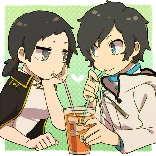 kanno fumi and protagonist (devil survivor and 1 more) drawn by sekito
