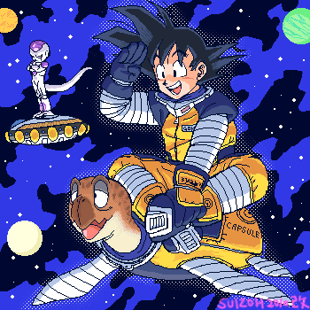 son goku, frieza, final form frieza, and umigame (dragon ball and 1 more) drawn by stargeyser