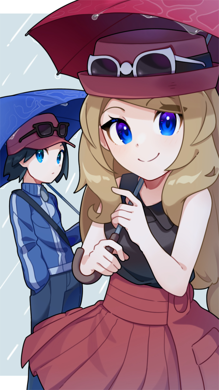 serena and calem (pokemon and 1 more) drawn by omochi_(omotimotittona3)