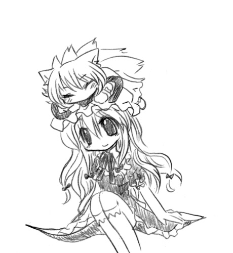 yakumo yukari and yakumo ran (touhou) drawn by kaze_tsuki