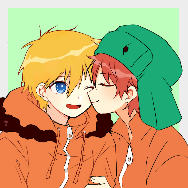 kenny mccormick and kyle broflovski (south park) drawn by bee_(aburi_bee)