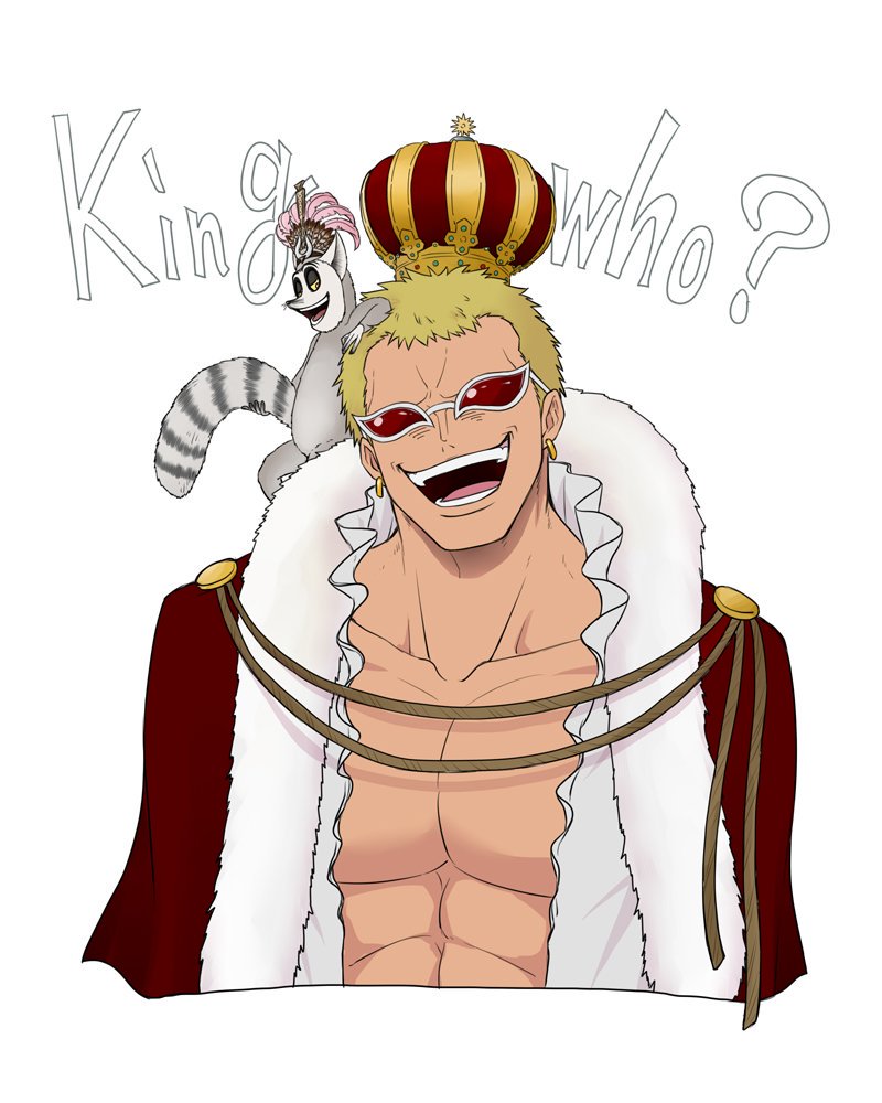 donquixote doflamingo and king julien xiii (one piece and 1 more) drawn by k-4000