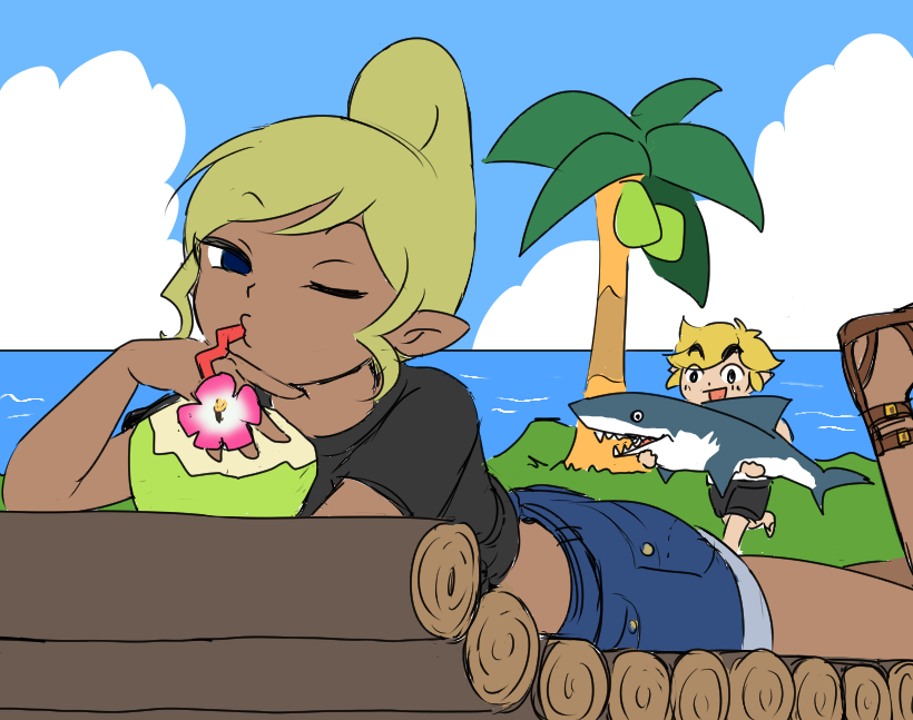 link, toon link, and tetra (the legend of zelda and 1 more) drawn by usushira