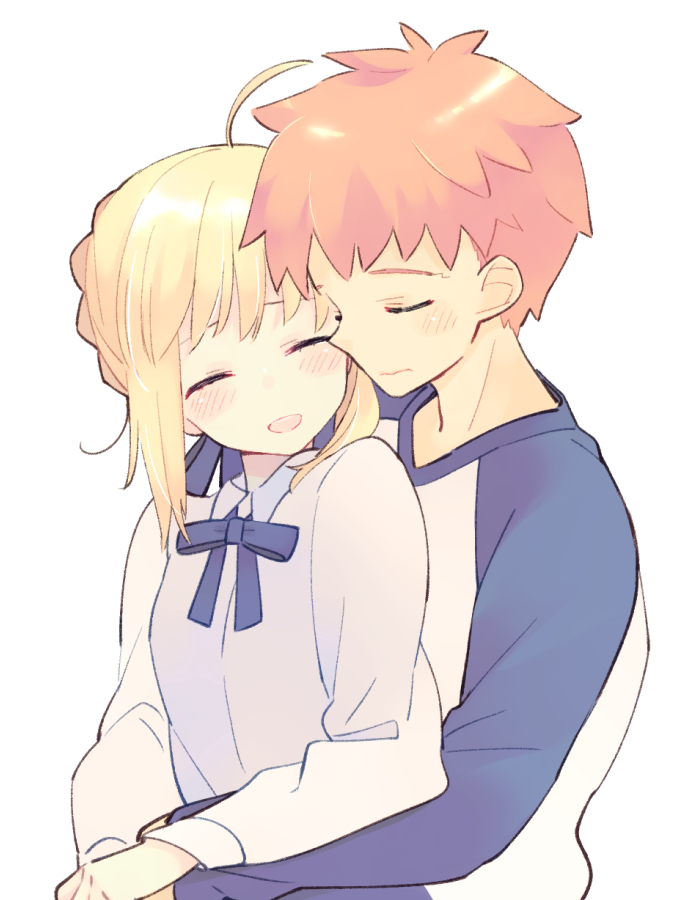 artoria pendragon, saber, and emiya shirou (fate and 1 more) drawn by 87banana
