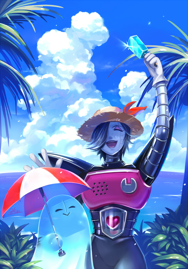 mettaton, mettaton ex, and napstablook (undertale) drawn by maa_tc
