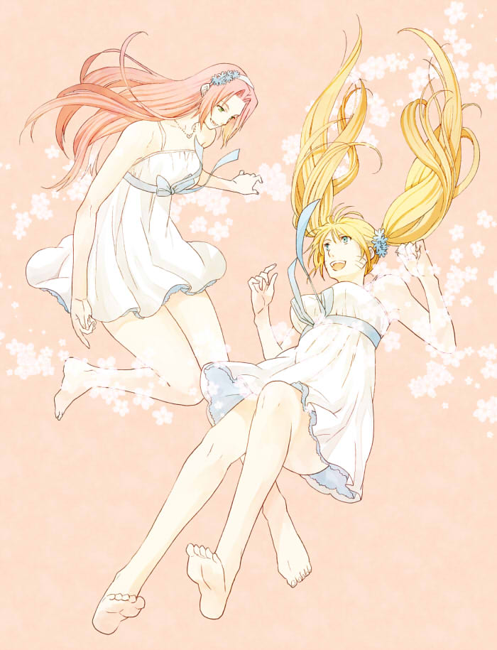 haruno sakura, uzumaki naruto, and naruko (naruto) drawn by yuzuru