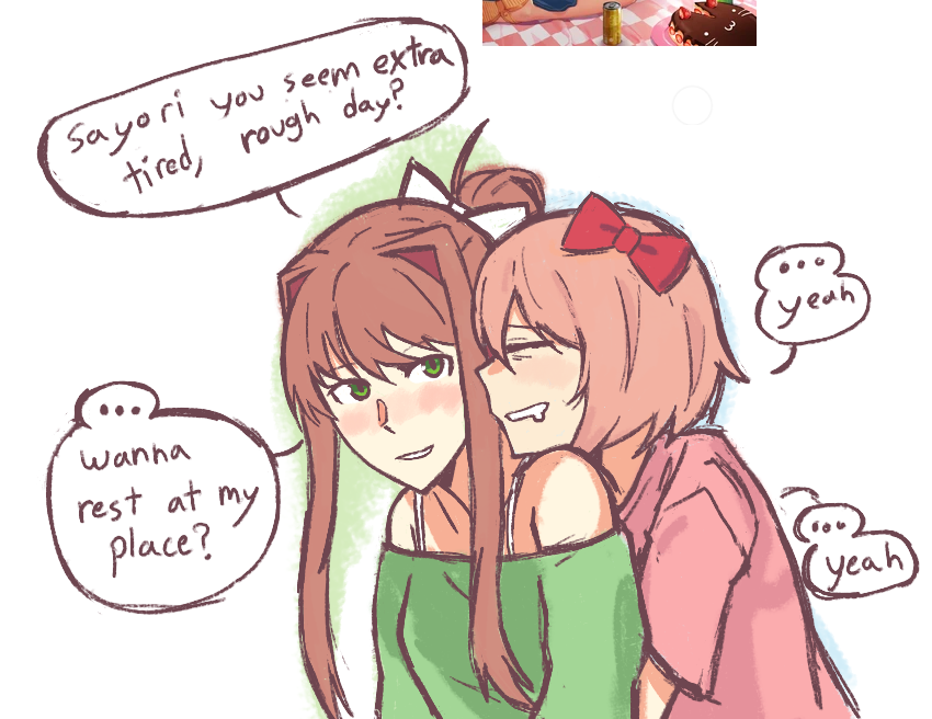 monika and sayori (doki doki literature club) drawn by zappyz