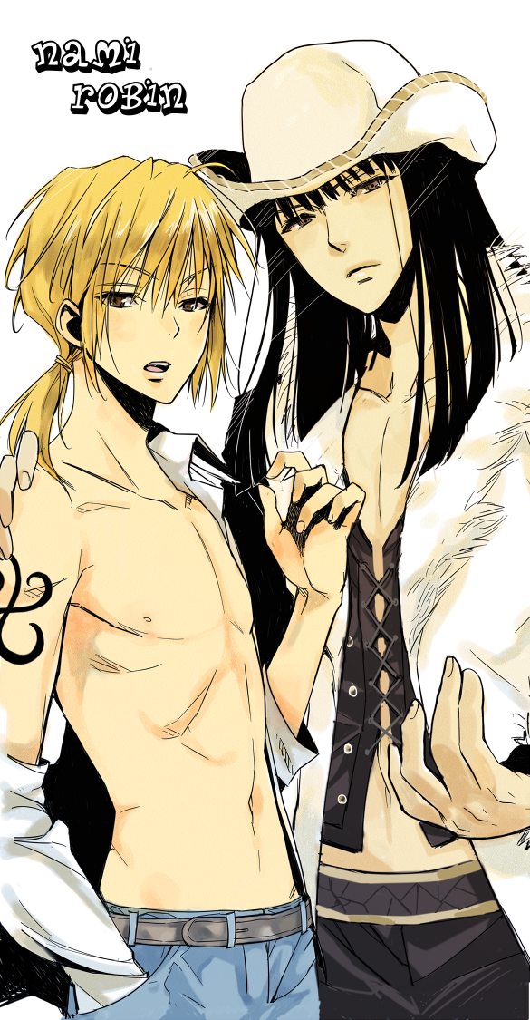 nami and nico robin (one piece) drawn by platinumcorundum
