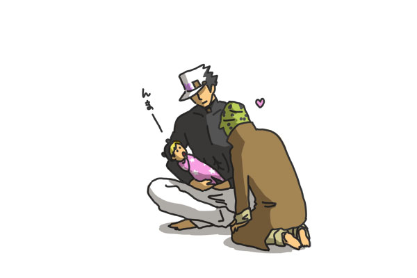 joseph joestar, kujo jotaro, and kujo jolyne (jojo no kimyou na bouken and 2 more) drawn by imoichi