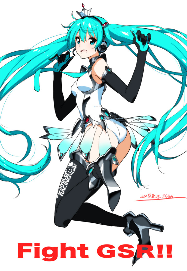 hatsune miku and racing miku (vocaloid and 2 more) drawn by saitou_masatsugu