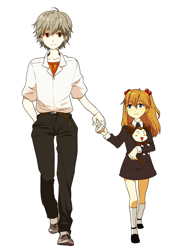 souryuu asuka langley and nagisa kaworu (neon genesis evangelion) drawn by regain