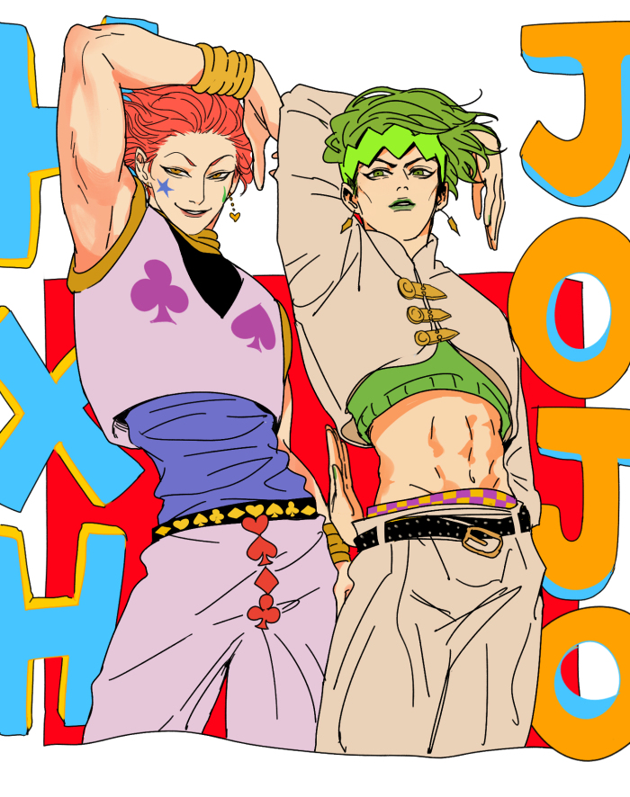 kishibe rohan and hisoka morow (jojo no kimyou na bouken and 2 more) drawn by kilva_lollop
