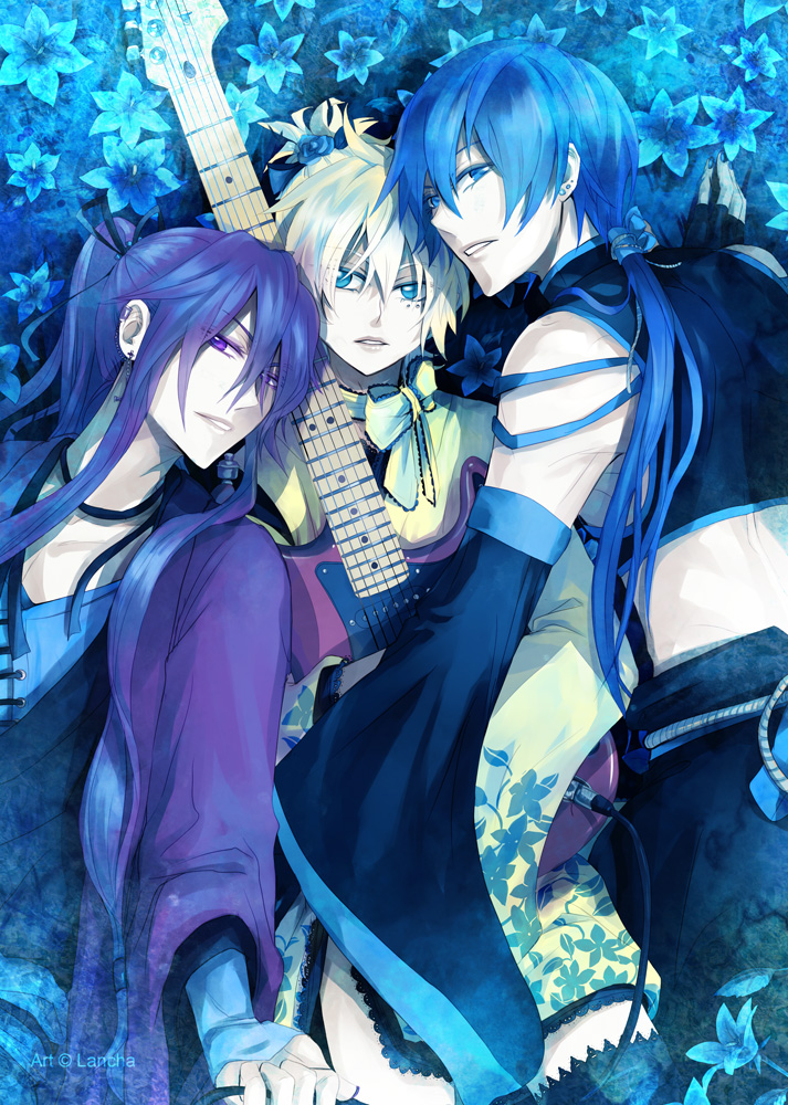 kagamine len, kaito, and kamui gakupo (vocaloid) drawn by lancha