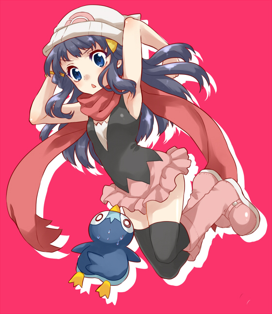 dawn and piplup (pokemon and 1 more) drawn by irouha