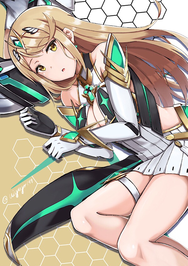 mythra and rex (xenoblade chronicles and 1 more) drawn by kouno_(uiyoyo199)