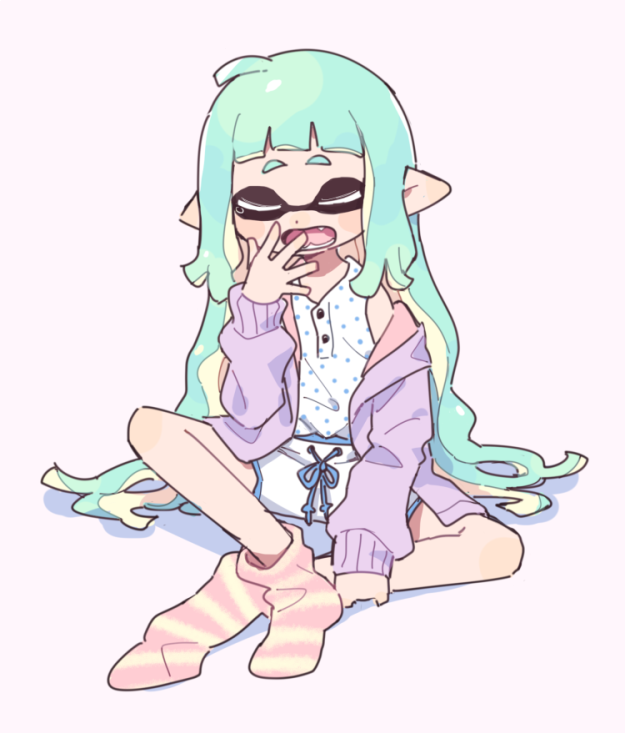 inkling player character and inkling girl (splatoon and 1 more) drawn by gomi_(kaiwaresan44)
