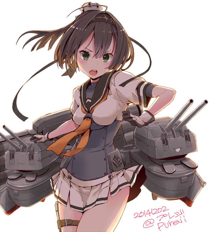 akizuki and chou-10cm-hou-chan (kantai collection) drawn by pureji_oshou