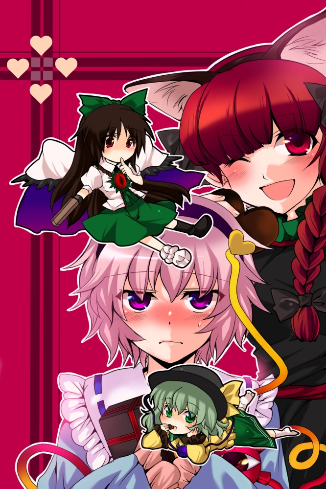 komeiji koishi, komeiji satori, kaenbyou rin, and reiuji utsuho (touhou) drawn by n-mix