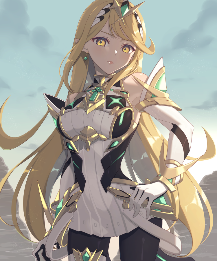 mythra (xenoblade chronicles and 2 more) drawn by miri_(cherryjelly)