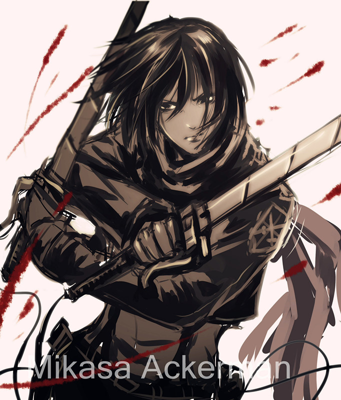 mikasa ackerman (shingeki no kyojin) drawn by 596560650_(artist)