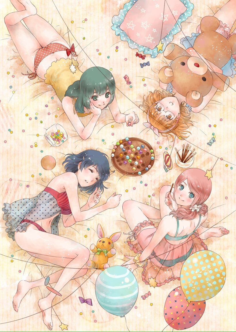 tachibana rui, kashiwabara momo, ashihara miu, and kabasawa fumino (domestic na kanojo) drawn by sasuga_kei