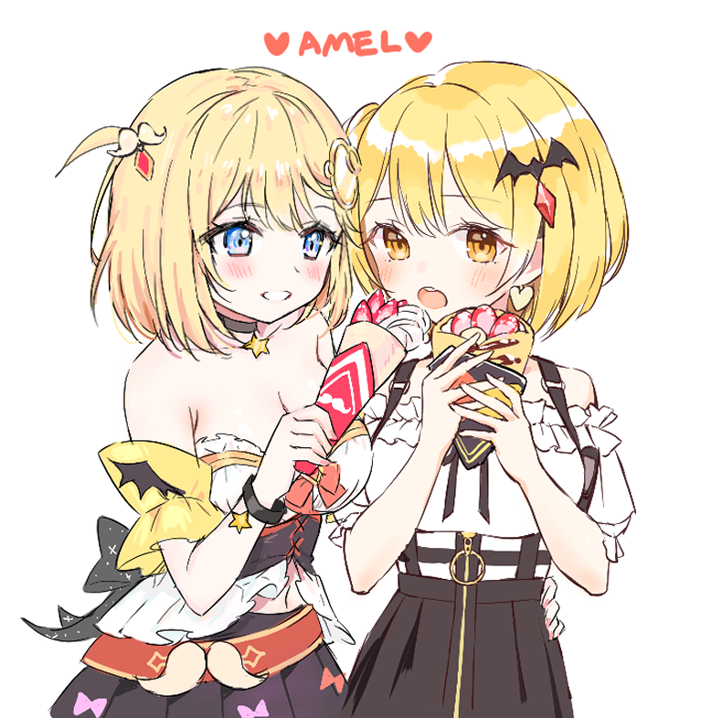 watson amelia and yozora mel (hololive and 1 more) drawn by ayamy and nabi_(uz02)