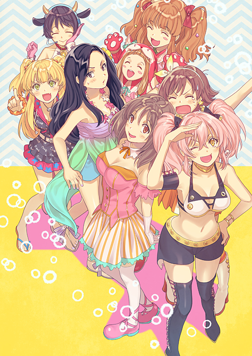 jougasaki mika, jougasaki rika, honda mio, moroboshi kirari, totoki airi, and 3 more (idolmaster and 1 more) drawn by nazuki_nazu