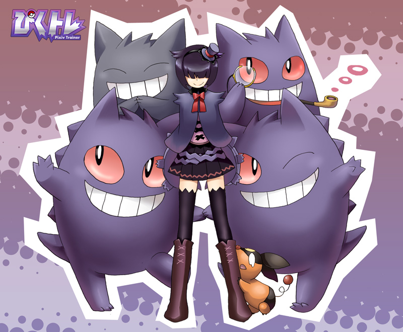 gengar, tepig, and genko (pokemon and 1 more) drawn by natsuki_tomo
