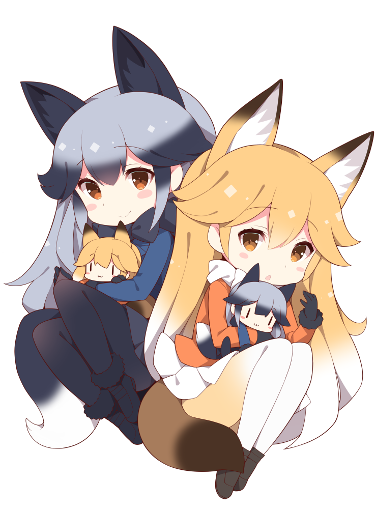 silver fox and ezo red fox (kemono friends) drawn by watanon_(gakushokutei)