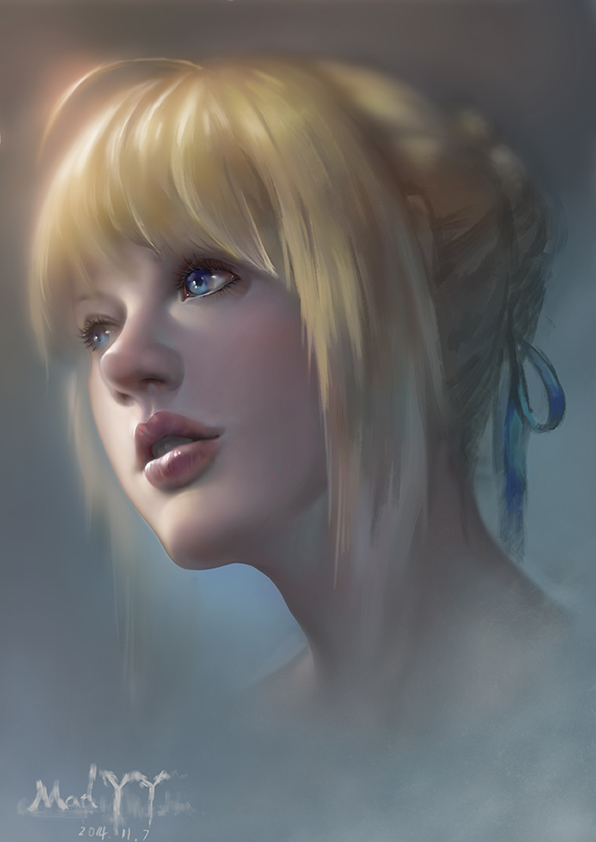 artoria pendragon and saber (fate and 1 more) drawn by madyy