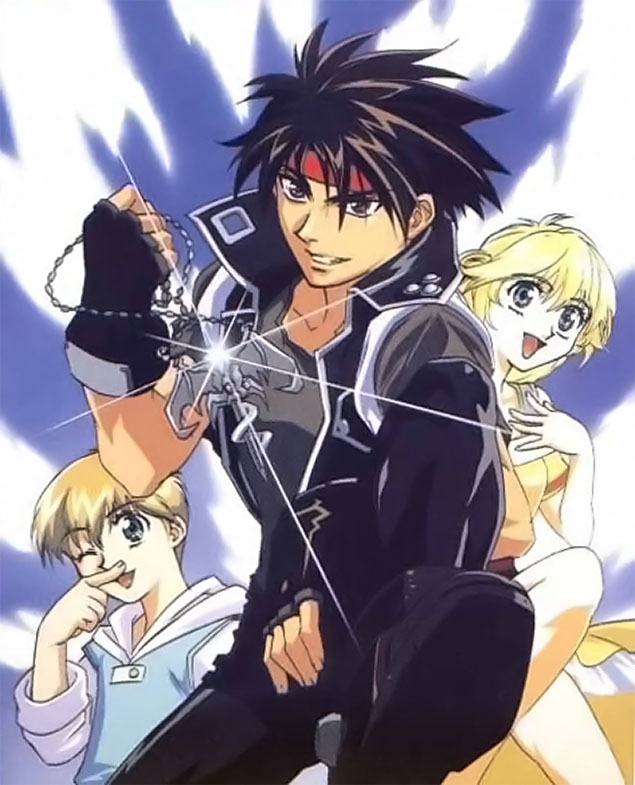orphen, cleo everlastin, and majic lin (majutsushi orphen)