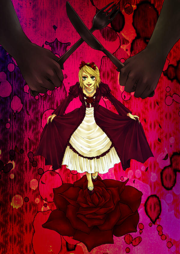 kagamine rin and riliane lucifen d'autriche (vocaloid and 2 more) drawn by mota_(melancholy-red)