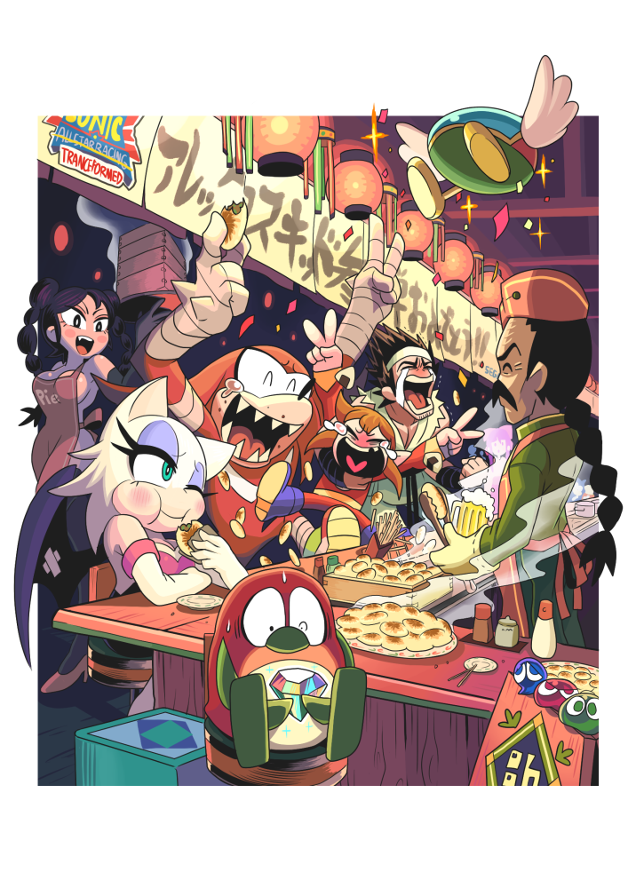 rouge the bat, knuckles the echidna, puyo, pai chan, yuki akira, and 4 more (sonic and 8 more) drawn by gashi-gashi
