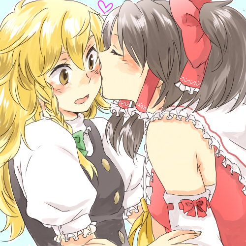 hakurei reimu and kirisame marisa (touhou) drawn by nugaa