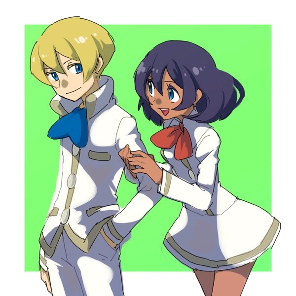 sina and dexio (pokemon and 1 more) drawn by hk_(nt)