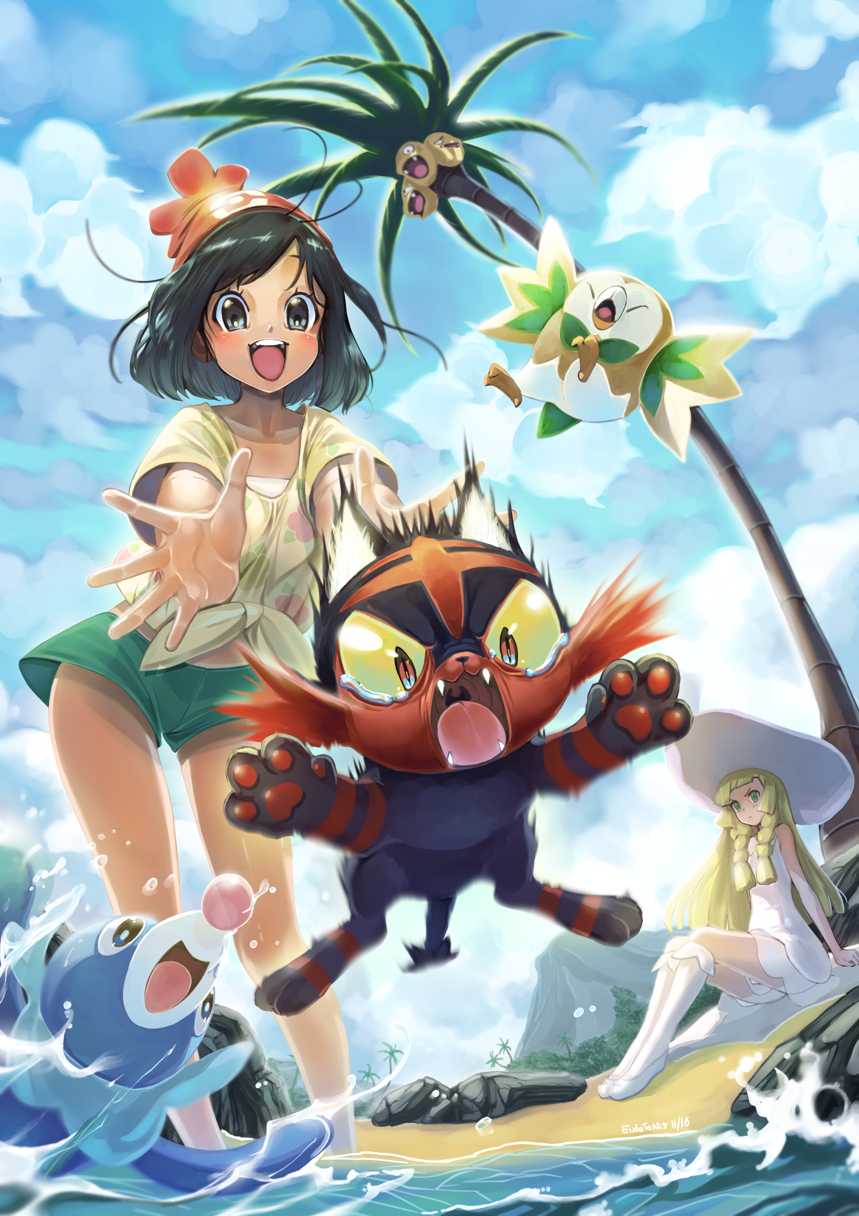 Lillie Mizuki Rowlet Popplio Litten And 1 More Pokemon And 2