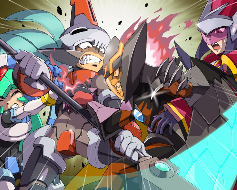 pandora, model w, prometheus, queen tia, queen virgo, and 1 more (mega man and 3 more) drawn by napo