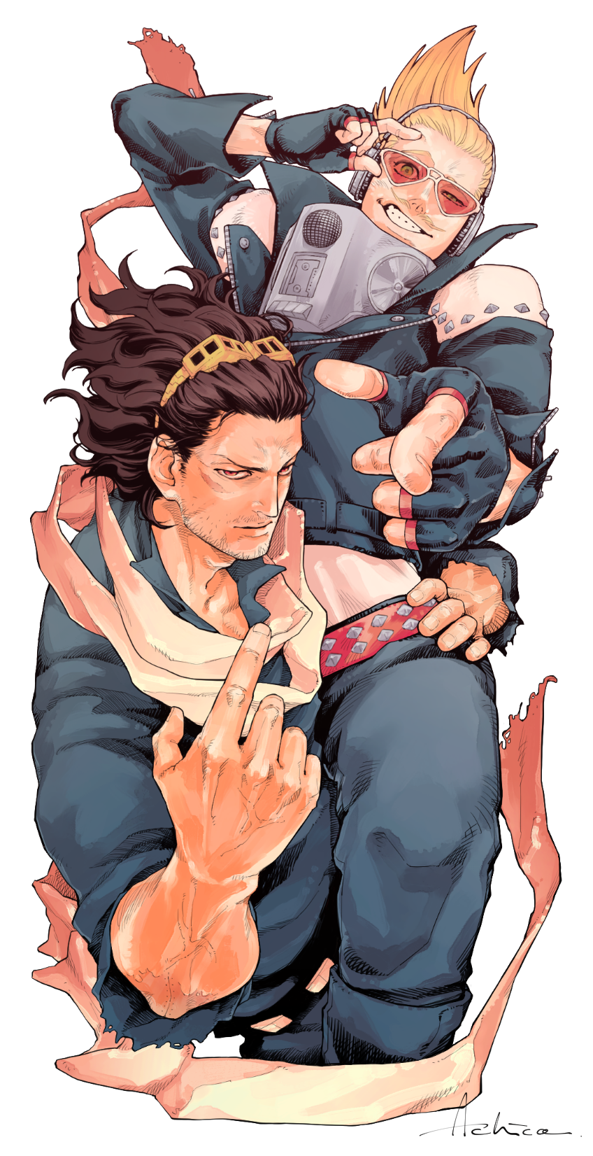aizawa shota and present mic (boku no hero academia) drawn by achio888