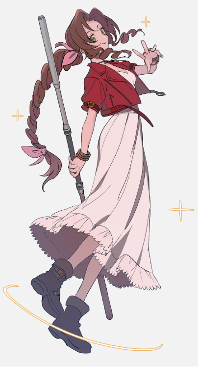 aerith gainsborough (final fantasy and 2 more) drawn by laaaicha