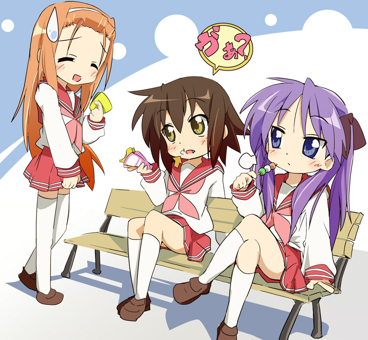 hiiragi kagami, kusakabe misao, and minegishi ayano (lucky star) drawn by ixy