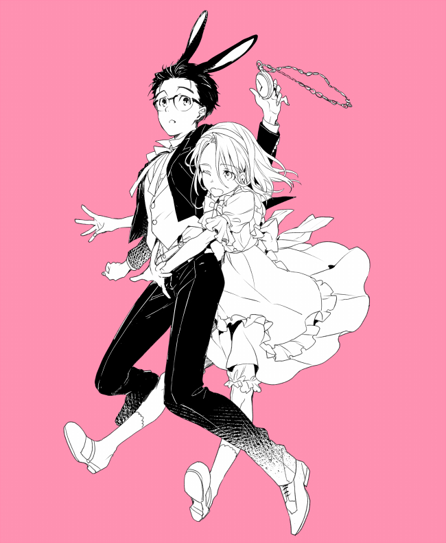 alice, katsuki yuuri, viktor nikiforov, and white rabbit (alice's adventures in wonderland and 1 more) drawn by kuroemon