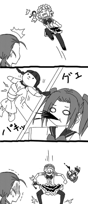 tachibana kana, rurumi, and hatsuda kitsuka (gokukoku no brynhildr) drawn by orange541