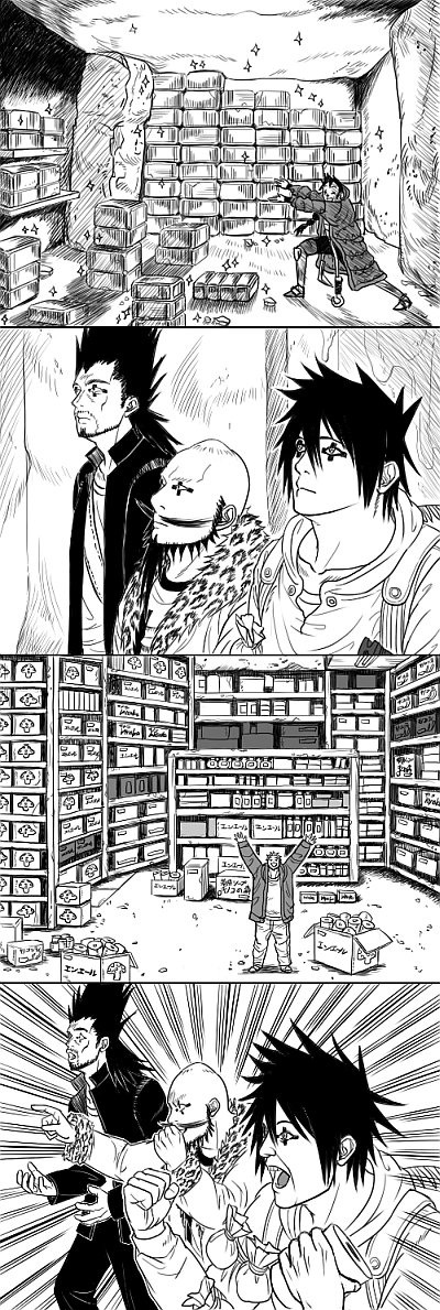 dokuga, natsuki, ton, saji, and ushishimada (dorohedoro) drawn by kazamilk