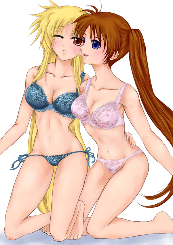 fate testarossa and takamachi nanoha (lyrical nanoha and 1 more) drawn by watercolormark